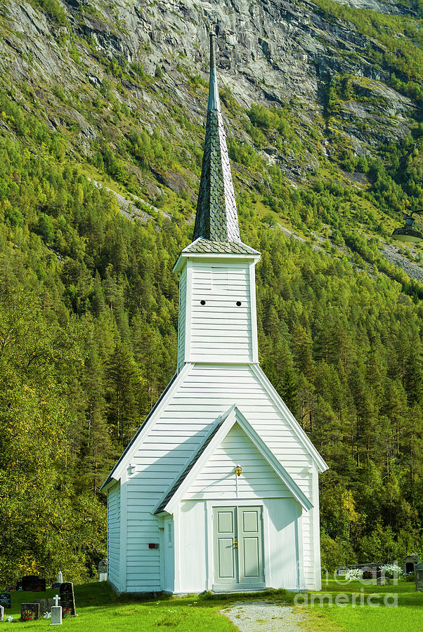 White Norwegian church at Jostedal, Norway Photograph by Neale And Judith Clark