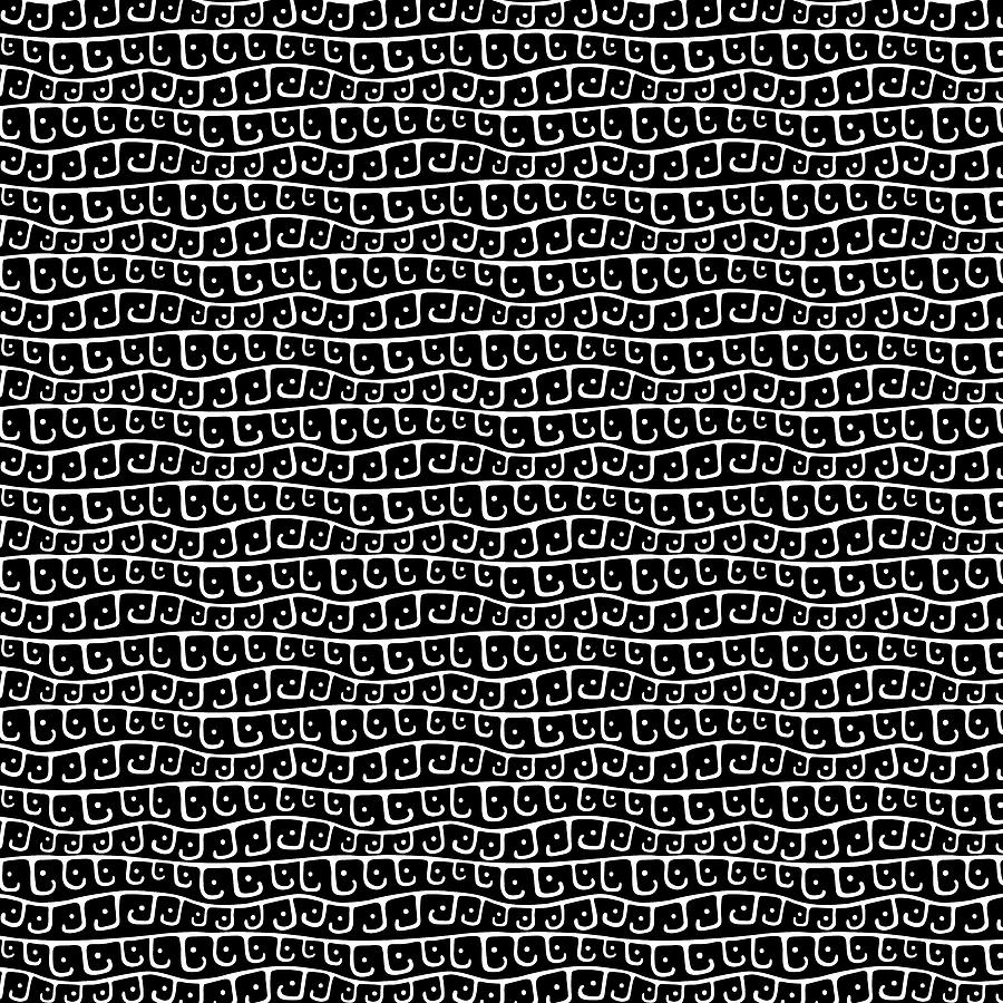White on Black Hook and Dot Pattern small Painting by Nikita Coulombe