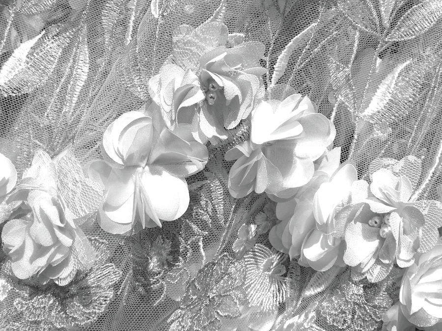 White On White Floral Fabric Photograph