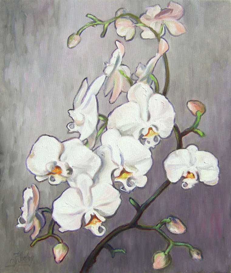 White Orchid 1 Painting by Irek Szelag