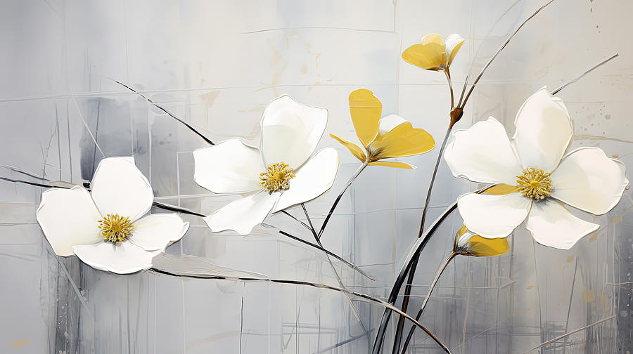 White Orchid Art Painting by Lourry Legarde