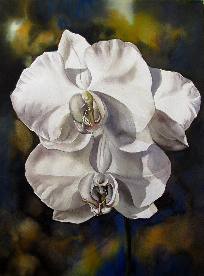 White Orchids Painting by Alfred Ng