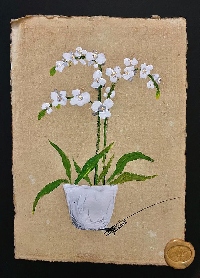 White Orchids Drawing by C F Legette