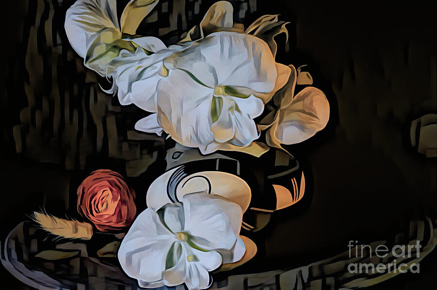White Orchids on a Platter Photograph by Diana Mary Sharpton