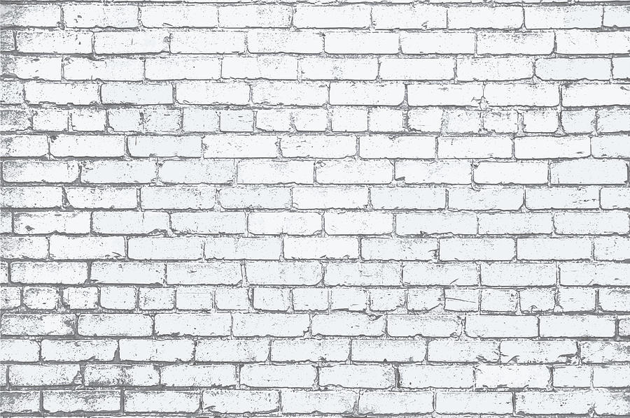 White Painted Brick Wall Grunge Textured Background Illustration Drawing by VladSt