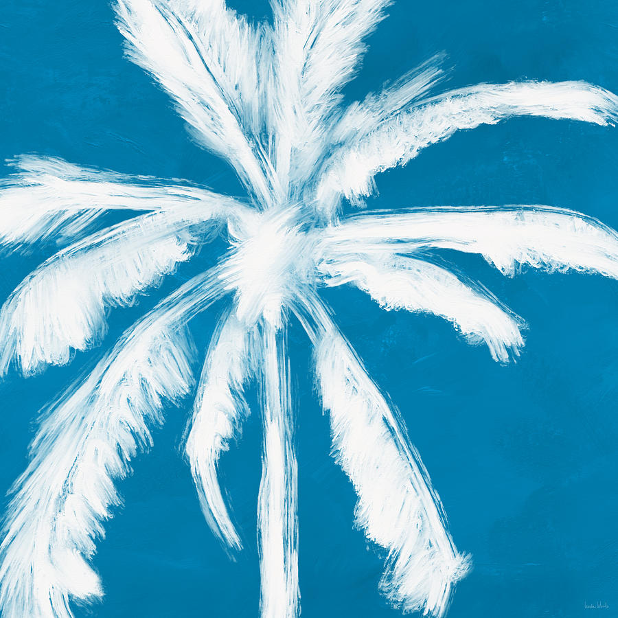 White Palm Tree- Art by Linda Woods Mixed Media by Linda Woods