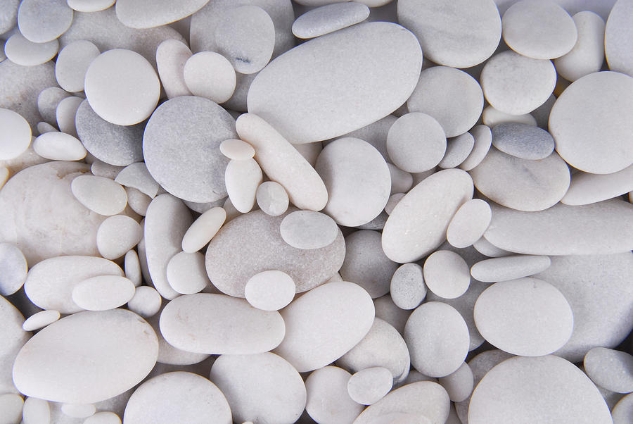 White Pebbles Stones Background Photograph by Severija Kirilovaite