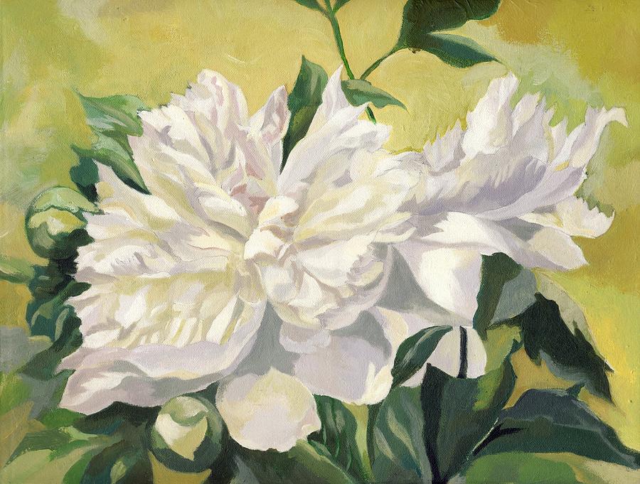 White Peony Painting by Alfred Ng