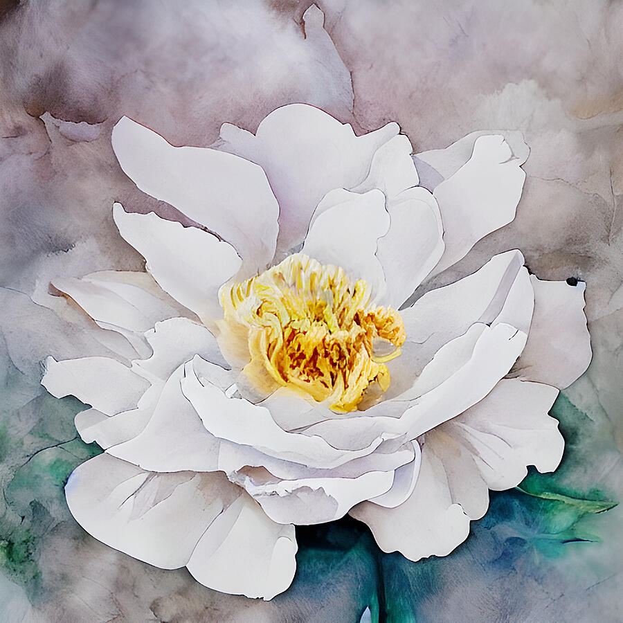 White Peony Flower Digital Art by Amalia Suruceanu