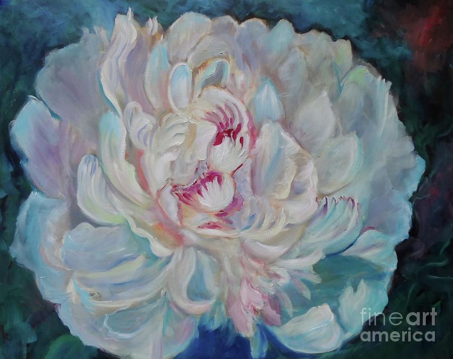 White Peony Painting by Jenny Lee