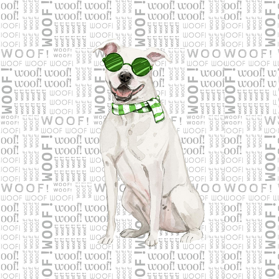White Pit Bull Christmas Dog Digital Art by Doreen Erhardt