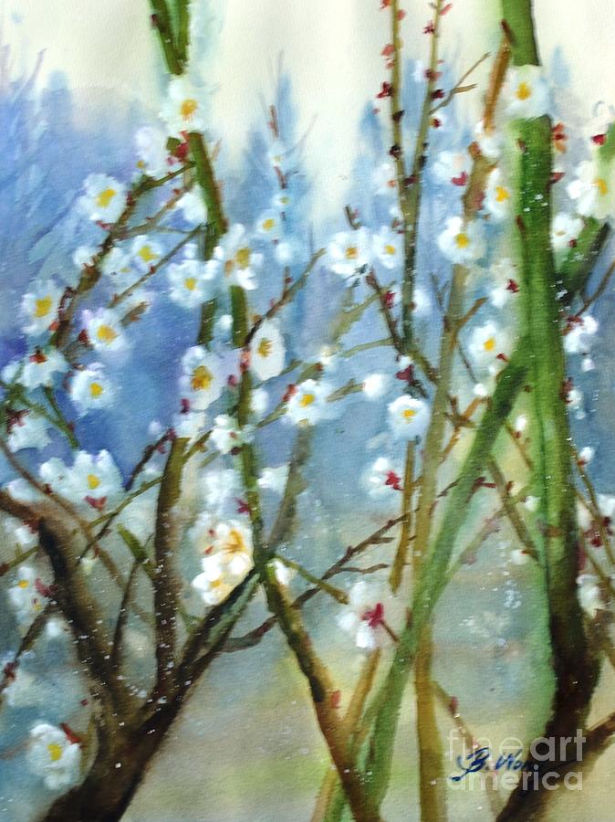 White Plum Blossoms Painting by Betty M M Wong