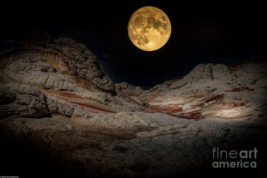 White Pocket Supermoon Photograph by Mitch Shindelbower