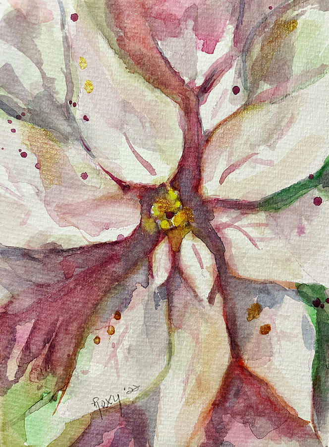 White Poinsettia Painting by Roxy Rich