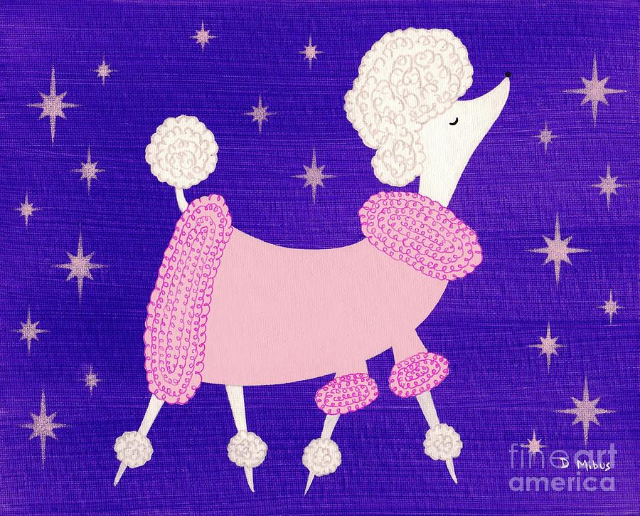 White Poodle Feeling Pretty in New Coat Painting by Donna Mibus