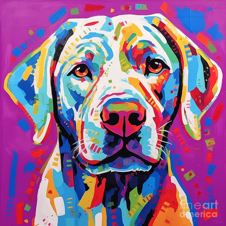 white  pop  art  dog  in  a  pop  art  style  that  invol  by Asar Studios Painting