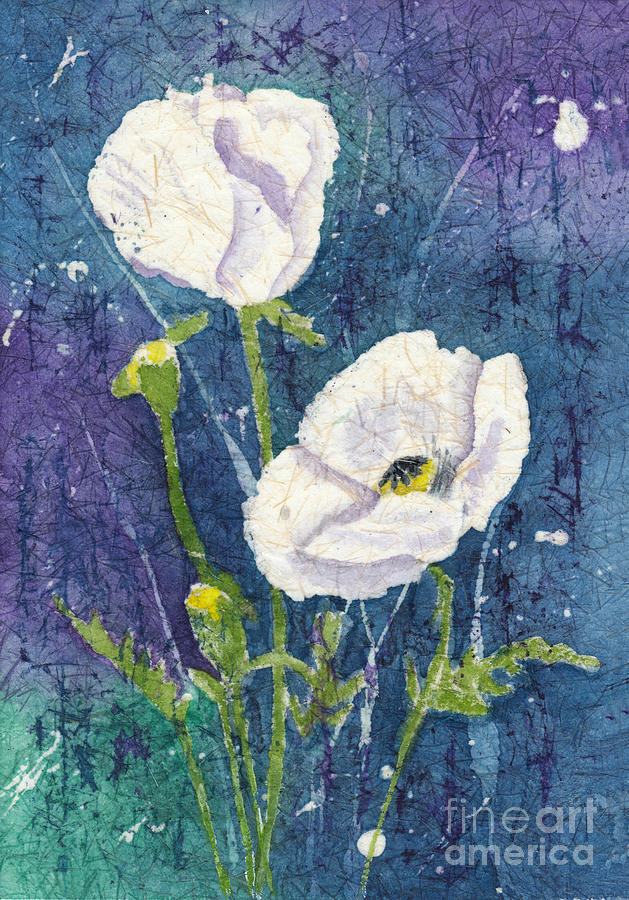 White Poppies In An Evening Garden Painting