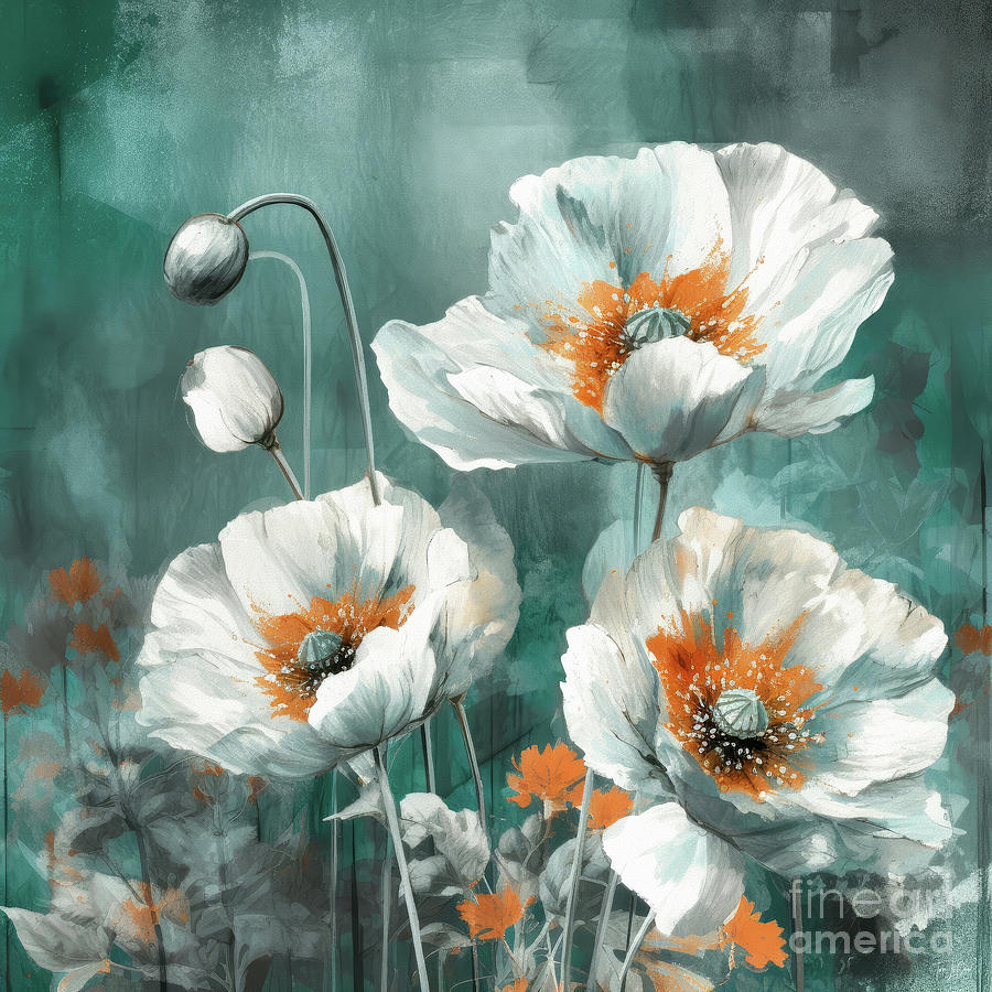 White Poppies Painting by Tina LeCour