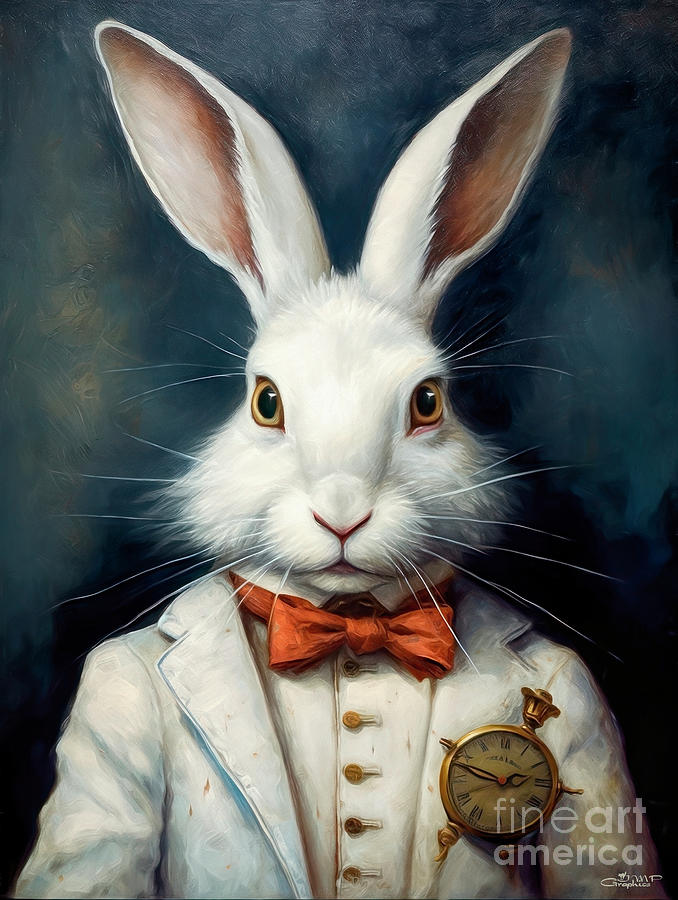 White Rabbit Digital Art by Jutta Maria Pusl