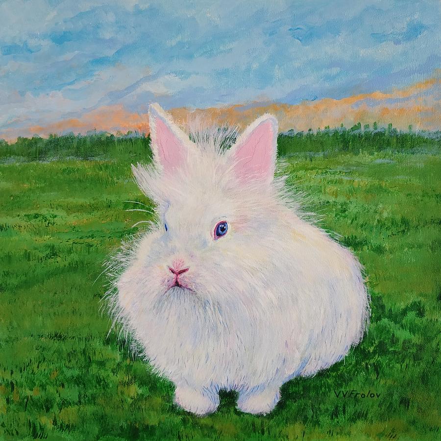 White Rabbit Painting - White rabbit by Vladimir Frolov