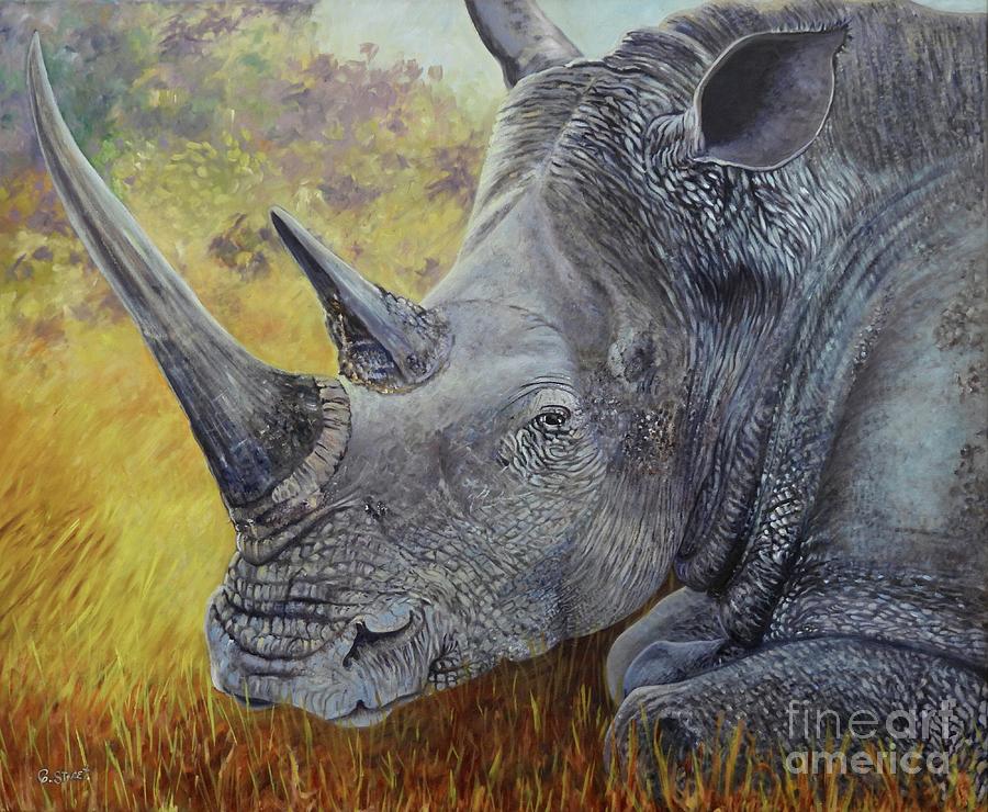 White Rhino Painting by Caroline Street