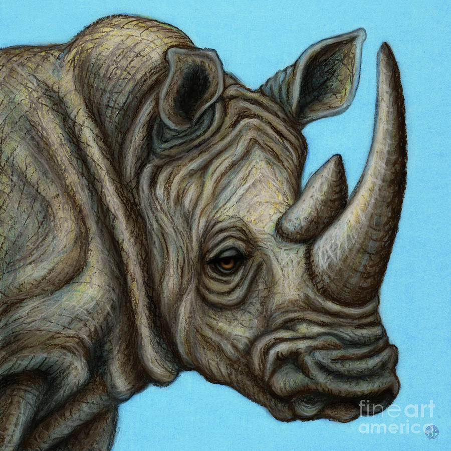 White Rhinoceros  Painting by Amy E Fraser