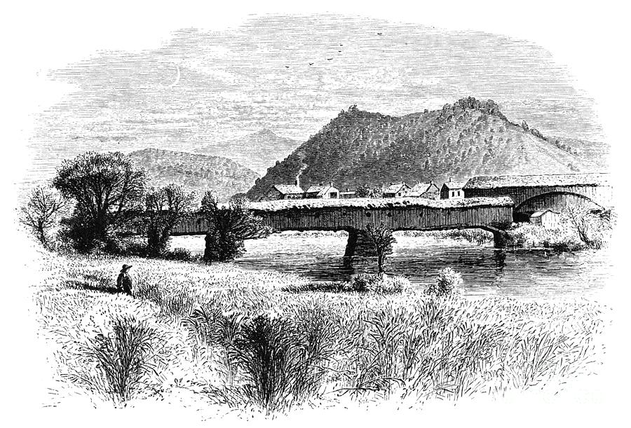 White River Junction, 1874 Drawing by J Douglas Woodward