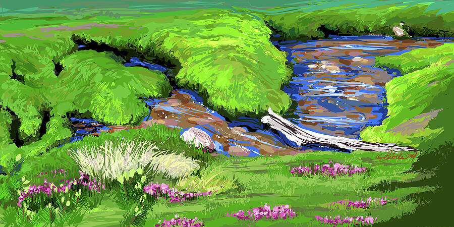 White River Pass Stream Painting by Pam Little