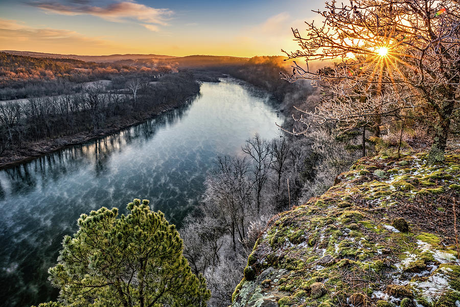 White River Winter Sunrise From City Rock Bluff Photograph by Gregory Ballos