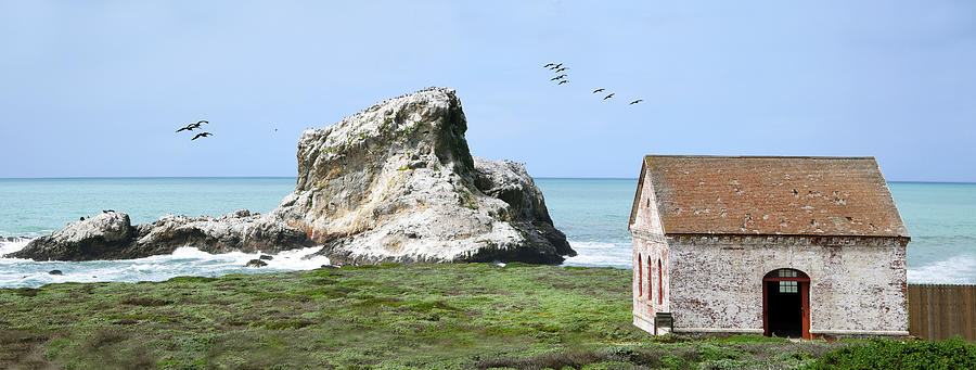 White Rock and Fire Building Piedras Blancas Pano Photograph by Floyd Snyder