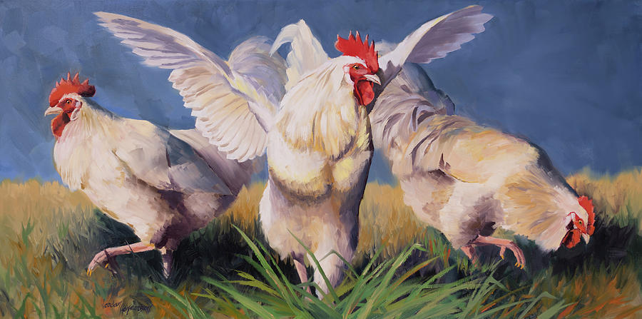White Roosters Painting by Jordan Henderson