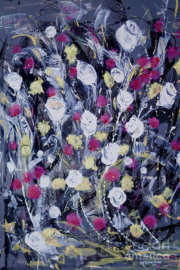 White Rose Bunch Painting by Patty Donoghue