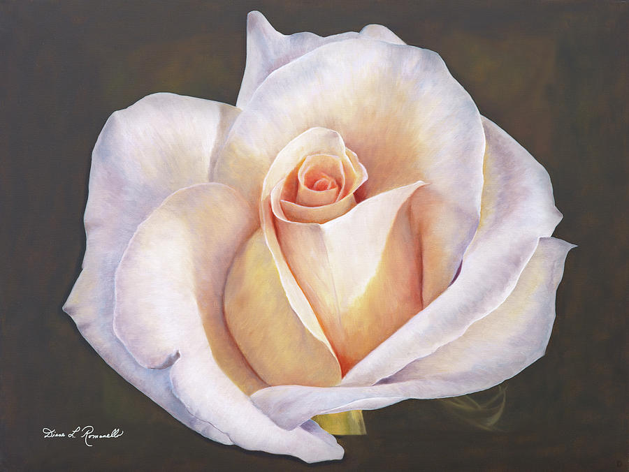 White Rose Painting by Diane Romanello