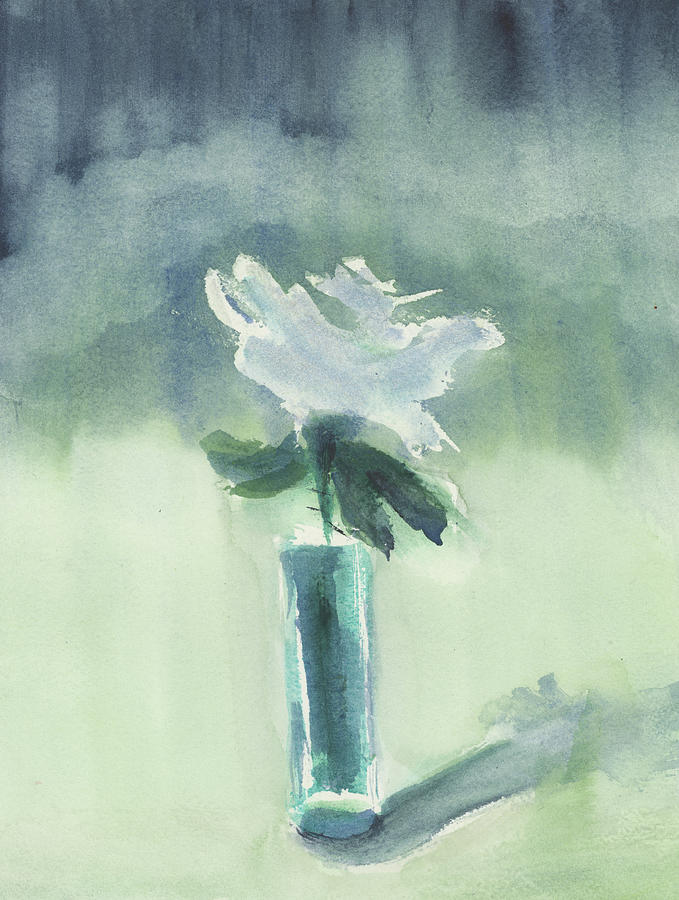White Rose Painting by Frank Bright