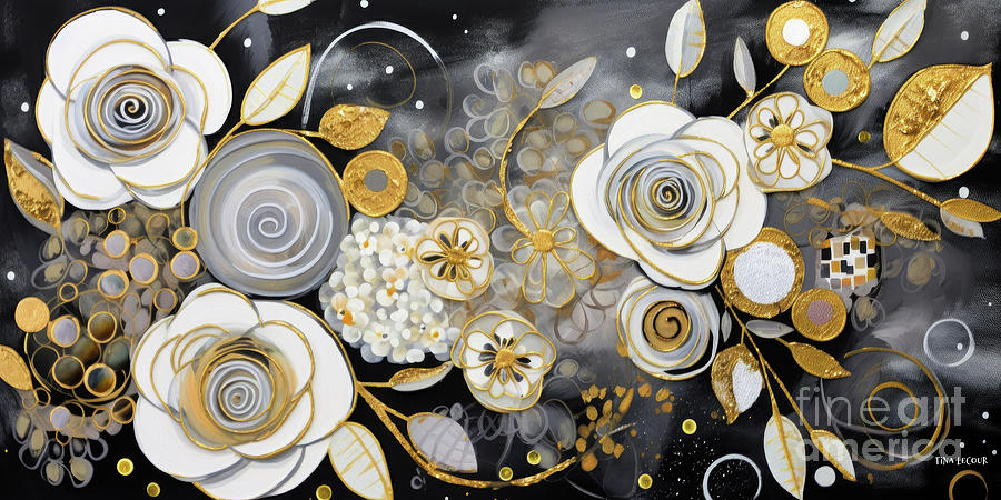 White Rose Garden Painting by Tina LeCour