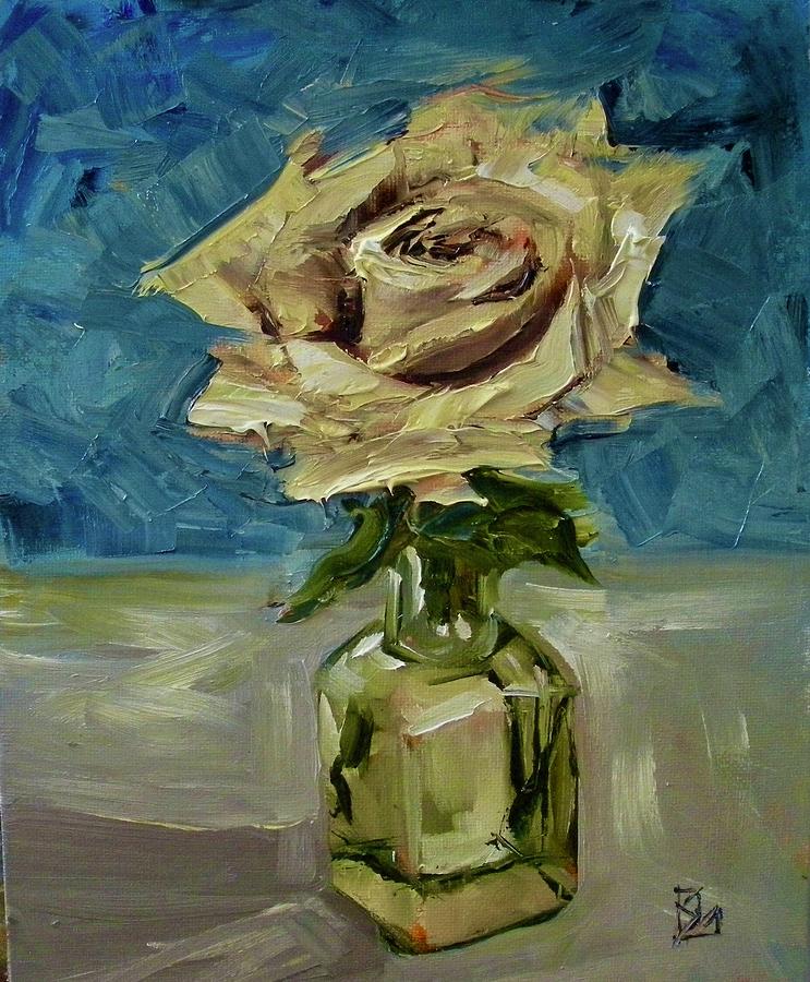 White rose Painting by Lee Stockwell