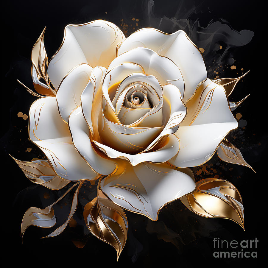 White Rose Digital Art by OKOartspace - Fine Art America