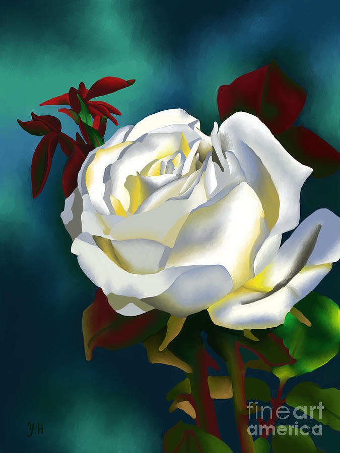 White Rose Digital Art by Yenni Harrison