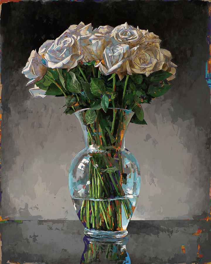 Flower Painting - White Roses #1 by David Palmer