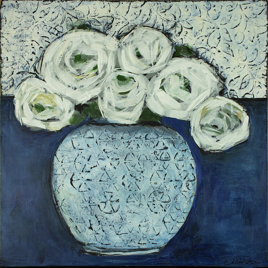White Roses Painting by Debbie Brown