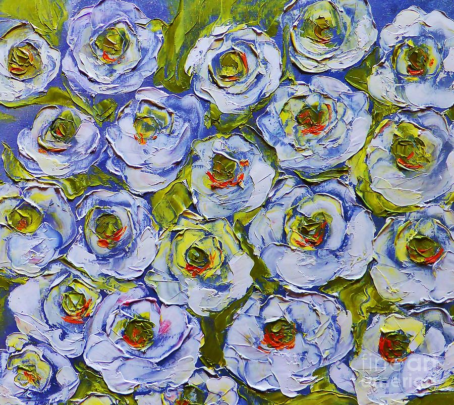 White Roses Design Painting by Amalia Suruceanu