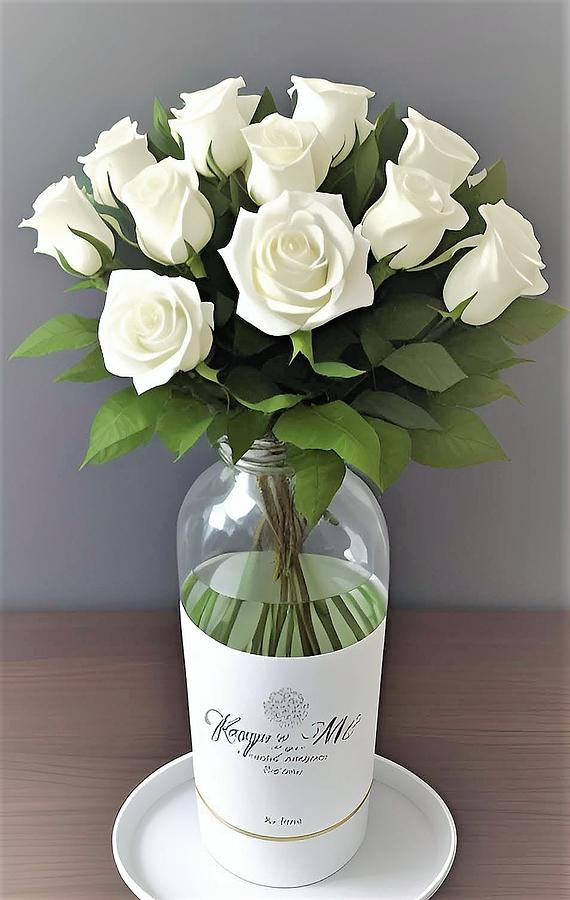 White Roses For Mother Digital Art by Denise F Fulmer