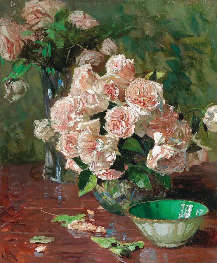 Rose Painting - White roses I I by Carl Moll