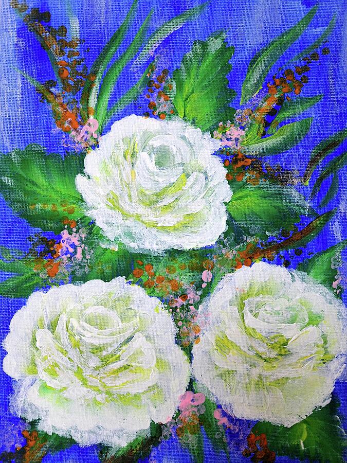 White Roses Painting by Iliyana Dimitrova Fine Art America