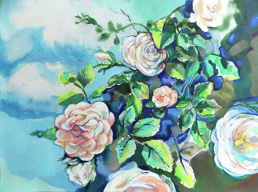 White roses Painting by Katya Atanasova