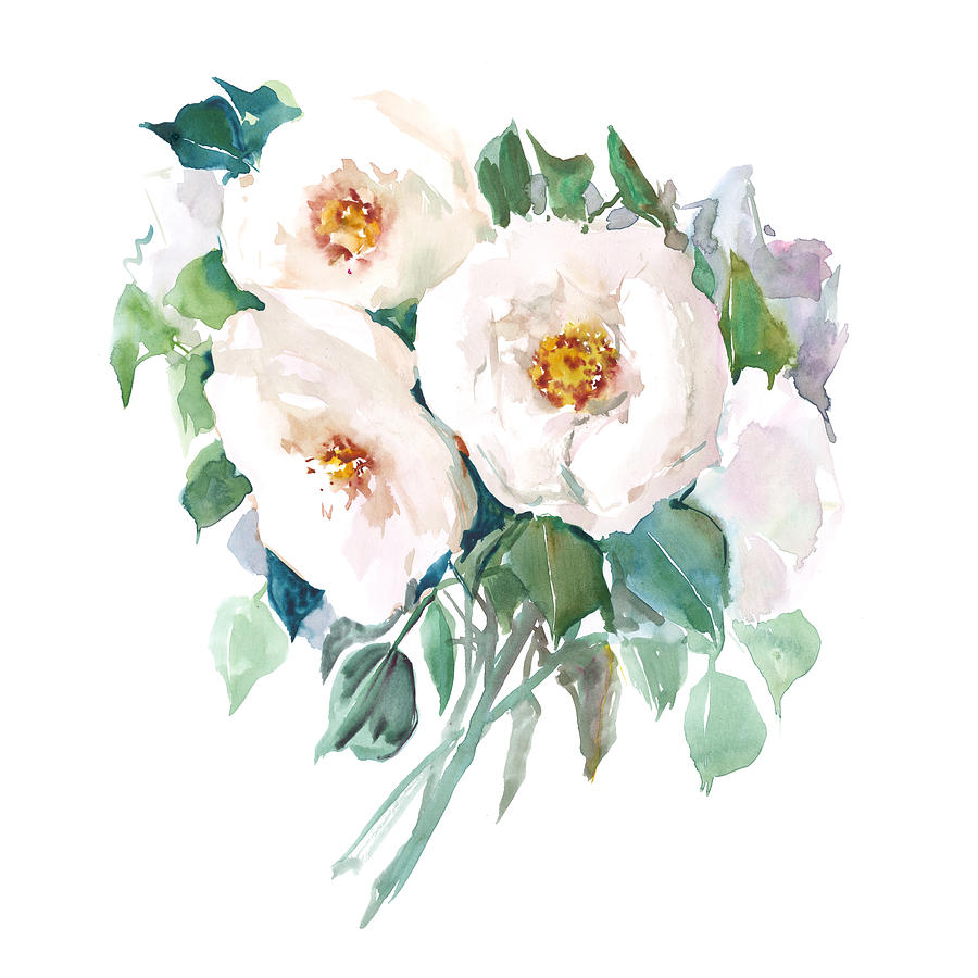 White Roses Painting by Suren Nersisyan