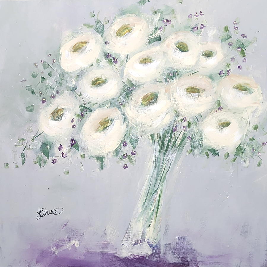 White Roses Painting by Terri Einer