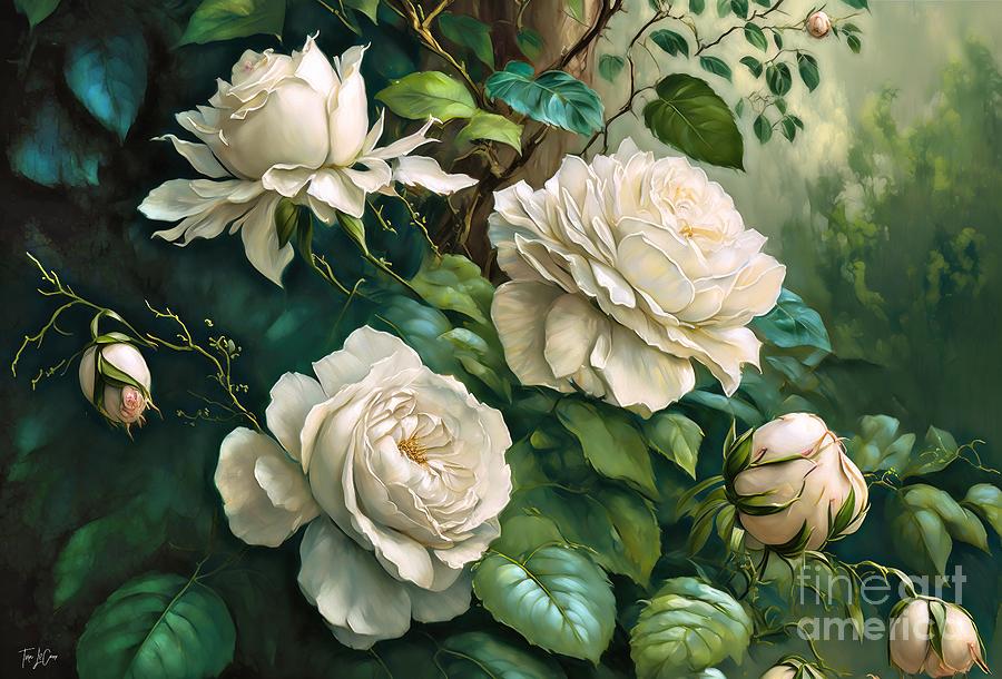 White Roses Painting by Tina LeCour