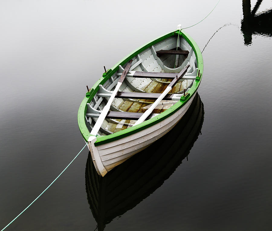 White Row Boat Moored To Dock At Pier In Siglufjordur Iceland Photograph By Bruce Beck