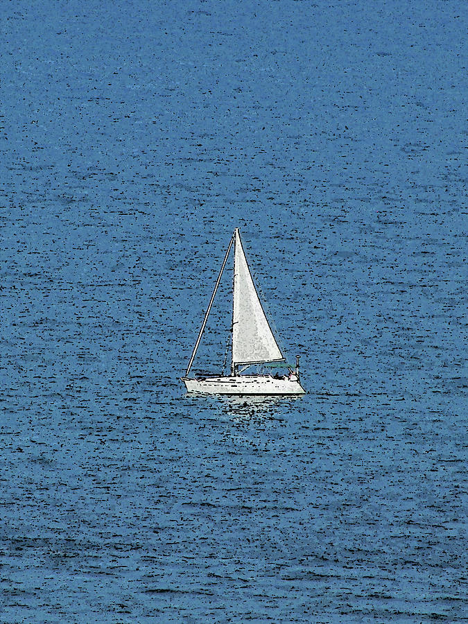 White Sail in the Blue Ocean Photograph by Corinne Carroll